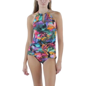 Lauren Ralph Lauren Womens Printed Halter Tankini Swim Top - Picture 1 of 2