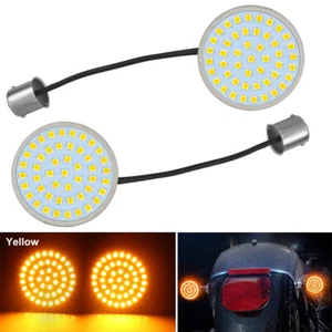 2PCS 1156 LED Motorcycle Turn Signal Indicator Light Inserts Yellow For Harley - Picture 1 of 7