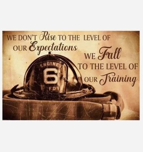 Retro Firefighter Rise And Fall Tin Metal Wall Sign 12x8 Inch Orange/Brown NWT - Picture 1 of 9