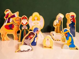 Presepe Natalizio in Legno Adatto ai Bambini Sacra Famiglia Set 10 pz Gesù Maria - Foto 1 di 6