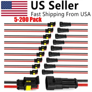 Lot Car Waterproof Electrical Wire Cable Connector Male Female 2Pin Way Plug Kit - Picture 1 of 13