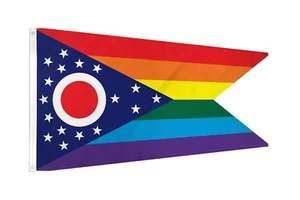 "OHIO REGENBOGEN" Flagge 3x5 Fuß Polyester Banner Schild Staat OH Stolz - Bild 1 von 5