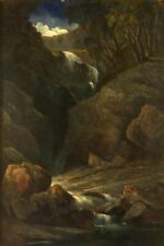 Oil painting mountains landscape A-Waterfall-1910-John-Singer-Sargent-handmade !