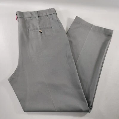 Pantalones Van Heusen pierna recta gris frente plano caqui para hombre talla 36x32 Foto 1 de 4