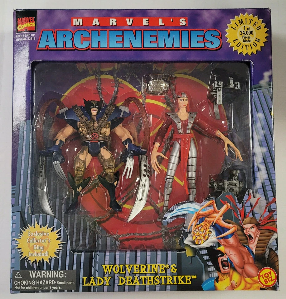 Marvel's Archenemies Wolverine & Lady Deathstrike Toy Biz 1997