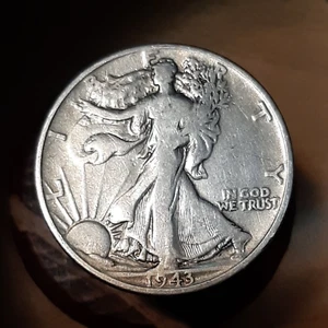 Moneda de plata Walking Liberty de medio dólar de 1/2 1943 P como nueva 50C KM#142 Philadelphia - Imagen 1 de 24