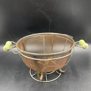 Colino filo colino piedistallo supporto 2 pezzi manici legno verde RARO vintage - Foto 1 di 10