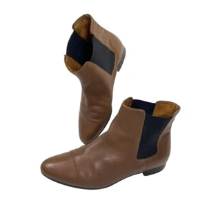 J Crew Cognac Brown Chelsea Pull On Boots Ankle Booties size 8 EO824 - Picture 1 of 11
