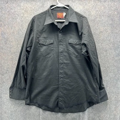 Camisa Rustler Para Hombres 17.5 Negra Abotonada Vaquero Rodeo Western Clásica De Colección Foto 1 de 4
