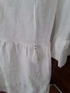 Leinen Stufen Kleid 42/44 Offwhite Creme Neu - Bild 1 von 4