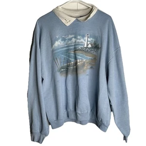 Sudadera Top Stitch Morning Sun Abuela Cuello Redondo Azul Luz Casa Océano Talla XL - Imagen 1 de 4
