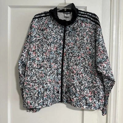 Adidas Trébol Floral Pista Cremallera Chaqueta Multi Talla XLarge Tela Satinada-Sedosa Foto 1 de 4