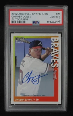 2022 Topps Archives Snapshots Chipper Jones #21 Autographe Atlanta Braves PSA 10 - Photo 1/2