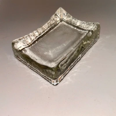 Jabón de cristal con textura transparente vintage LE Smith/plato de baratija vidrio artístico 3x5 Foto 1 de 4
