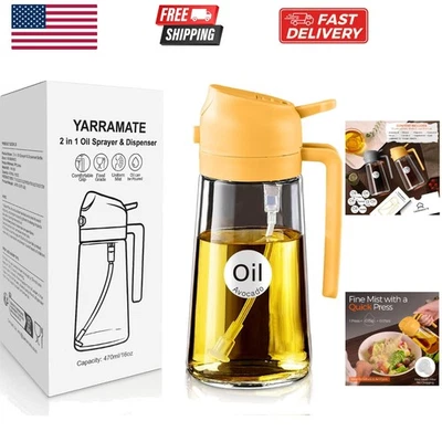 16oz/470ml Glass Olive Oil Sprayer for Cooking with Stickers, 2 in 1 Oil Disp... - Image 1 of 4