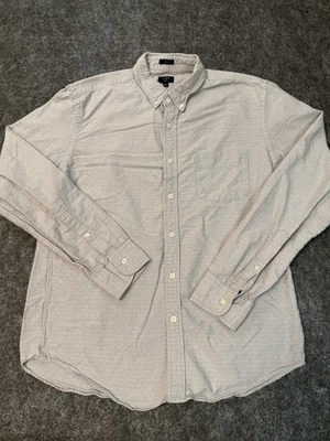 J.Crew Shirt Mens Large Gray Stitch Pattern Slim Oxford Button Down Long Sleeve - Image 1 of 4