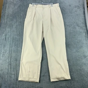 Nike Golf Pants Men's 34x34 ( Fits 34x30) Tan Khaki Straight Leg Cuffed Pleated - Picture 1 of 12
