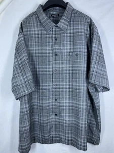George Shirt Mens 3XL Gray Plaid Performance Button Up Short Sleeve Pockets USA - Picture 1 of 8