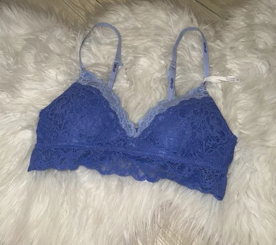 Sujetador inalámbrico Aerie Real Happy forrado con encaje para mujer 32A azul Foto 1 de 4