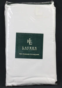 Vintage Lauren Ralph Lauren 2 Standard Kissenbezüge 100% Baumwolle Weiß Neu im Paket - Bild 1 von 5