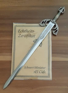 Schwerter und Degen - Miniatur Schwert Nr. 6 "El Cid" mit Echtheitszertifikat - Bild 1 von 4