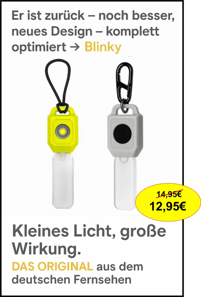 BLINKY  Reißverschlusslicht grau Leuchtarmband LED Licht  Blinklicht Sicherheit - Bild 1 von 4