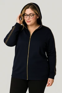 FELPA DONNA ELISA CASTELLI  TAGLIE OVER GARZATA CAPPUCCIO FULL ZIP  ART. 2005 - Imagen 1 de 7