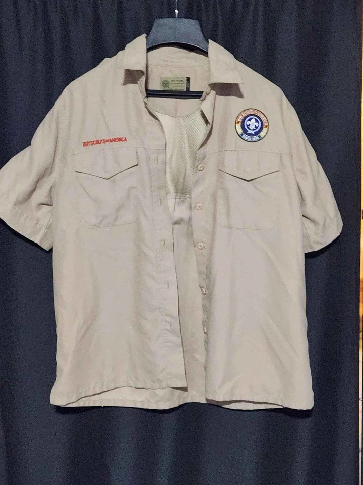 BSA Boy Scouts Adult Tan Vented Short Sleeve Shirt - Image 1 of 1