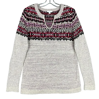 Suéter J. Jill Fair Isle para mujer S multicolor cuello en V manga larga Foto 1 de 4