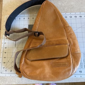 Bolso de frijoles LL vintage de cuero marrón Ameribag honda correa única utilidad saludable - Imagen 1 de 22