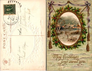 Vintage Postcard New York City Christmas Scene Holiday Greetings - Picture 1 of 1