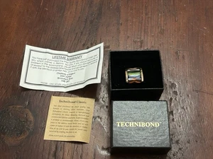 Technibond 18K Yellow Gold Clad Silver 925 Rainbow Multi Gemstone Ring Size 8 - Picture 1 of 5