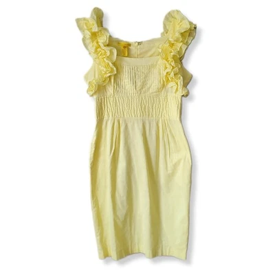 C Malandrino пастель желтый хлопок оборки платье 8 Cottagecore кокетка Girlhood - Изображение 1 из 4