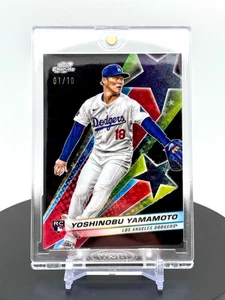2024 Topps Cosmic Chrome Yoshinobu Yamamoto Black Eclipse Starfractor /10 🌌 - Picture 1 of 3