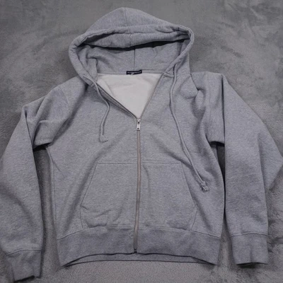 Jaqueta Brandy Melville Feminina Média Cinza Lã Zíper Completo Com Capuz Casual - Imagem 1 de 4