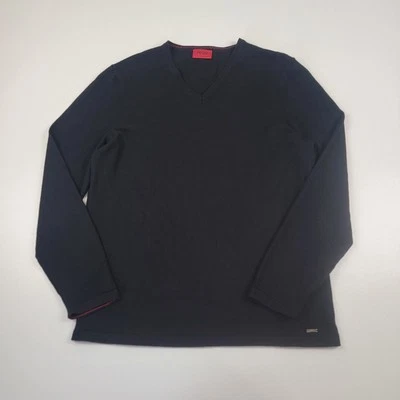Boss Hugo Boss Sweater Black Extra Fine Merino Wool Casual Outdoors Mens 2XL L/S - Image 1 of 4