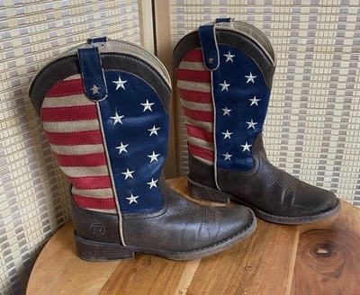 Ковбойские сапоги Roper для мальчиков American Patriot с квадратным носком для маленьких детей размер США 1 - Изображение 1 из 4