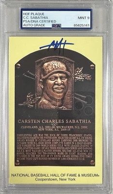 CC Sabathia Signed Gold HOF Plaque Yankees Postcard Yellow Autograph PSA/DNA 9 - Image 1 of 3