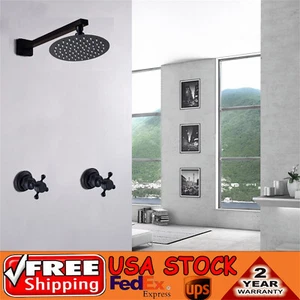 Shower Faucet Set Rainfall Shower Head Combo System Wall Mount w/Mixer Valve Kit - Picture 1 of 14