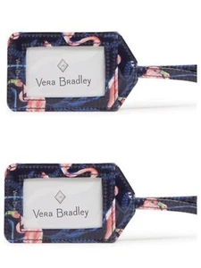 Set 2 etichette ID bagagli Vera Bradley nuove 🦩 FLAMINGO PARTY nuove V320 - Foto 1 di 4