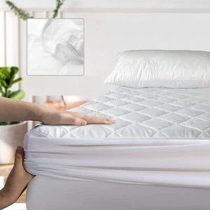 40CM EXTRA DEEP COTTON MATTRESS PROTECTOR FITTED TOPPER SINGLE DOUBLE SUPER KING - Picture 1 of 13