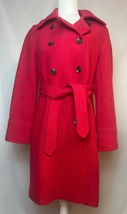 🍒 J. Crew Stadium Cloth by Nello Gori Berry Knee-Length Belted Wool Coat 6 🍒 - Picture 1 of 16