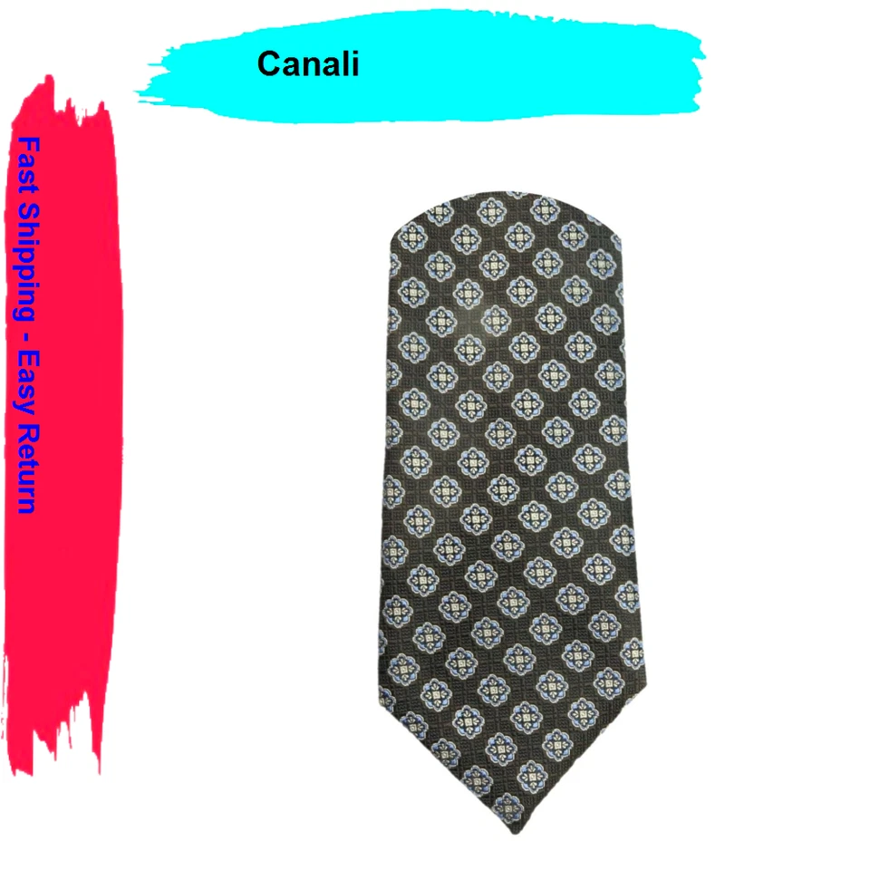 Canali Medallion 100 Silk Neck Tie Made in Italy Brown Size 5