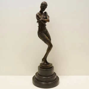 Estatua escultura bailarina de ópera estilo Art Deco de bronce firmada - Imagen 1 de 8