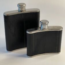 Vintage Hip Flasks Stainless Steel Pair