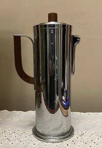 Vintage Manning Bowman Chrome Wood Cocktail Shaker Art Deco Barware - Picture 1 of 12
