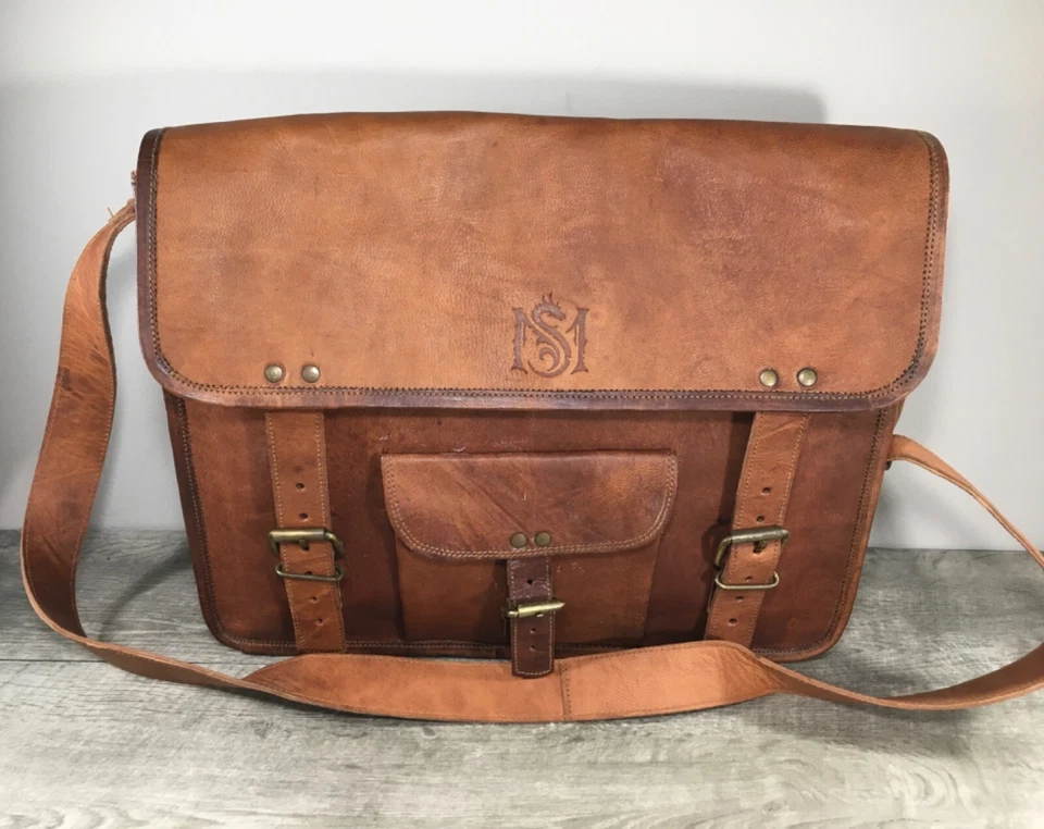 复古仿旧皮革单肩包信使随身包挎包公文包 — 第 1/4 张图片