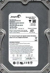 ST3500630AS S/N: 9QG0Y SEAGATE P/N: 9BJ146-308 FW: 3.AAK 500GB SU THAILAND - Afbeelding 1 van 2