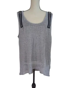 Tripp Nyc Tank Top Size 3 Silver Metallic Mesh Hi-low Goth Rock Alt Punk y2k - Picture 1 of 7