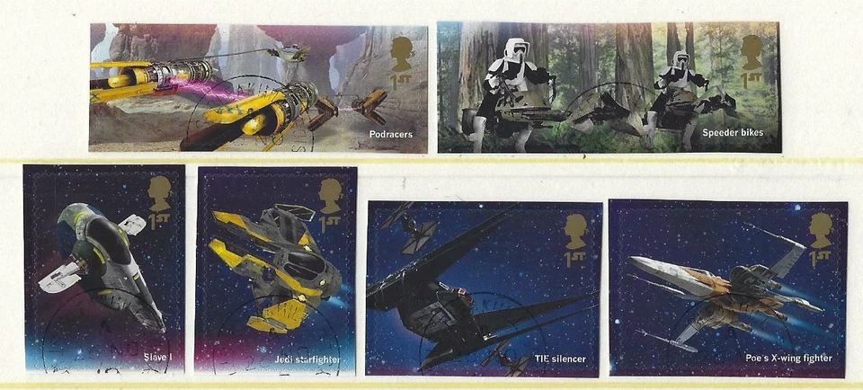 GREAT BRITAIN 2019 STAR WARS SET OF 6 EX. MINIATURE SHEET,FINE USED - Image 1 of 1
